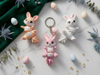 Fluffy Mascots™ Easter Bunny Keychain | Conejita Articulada de Pascua