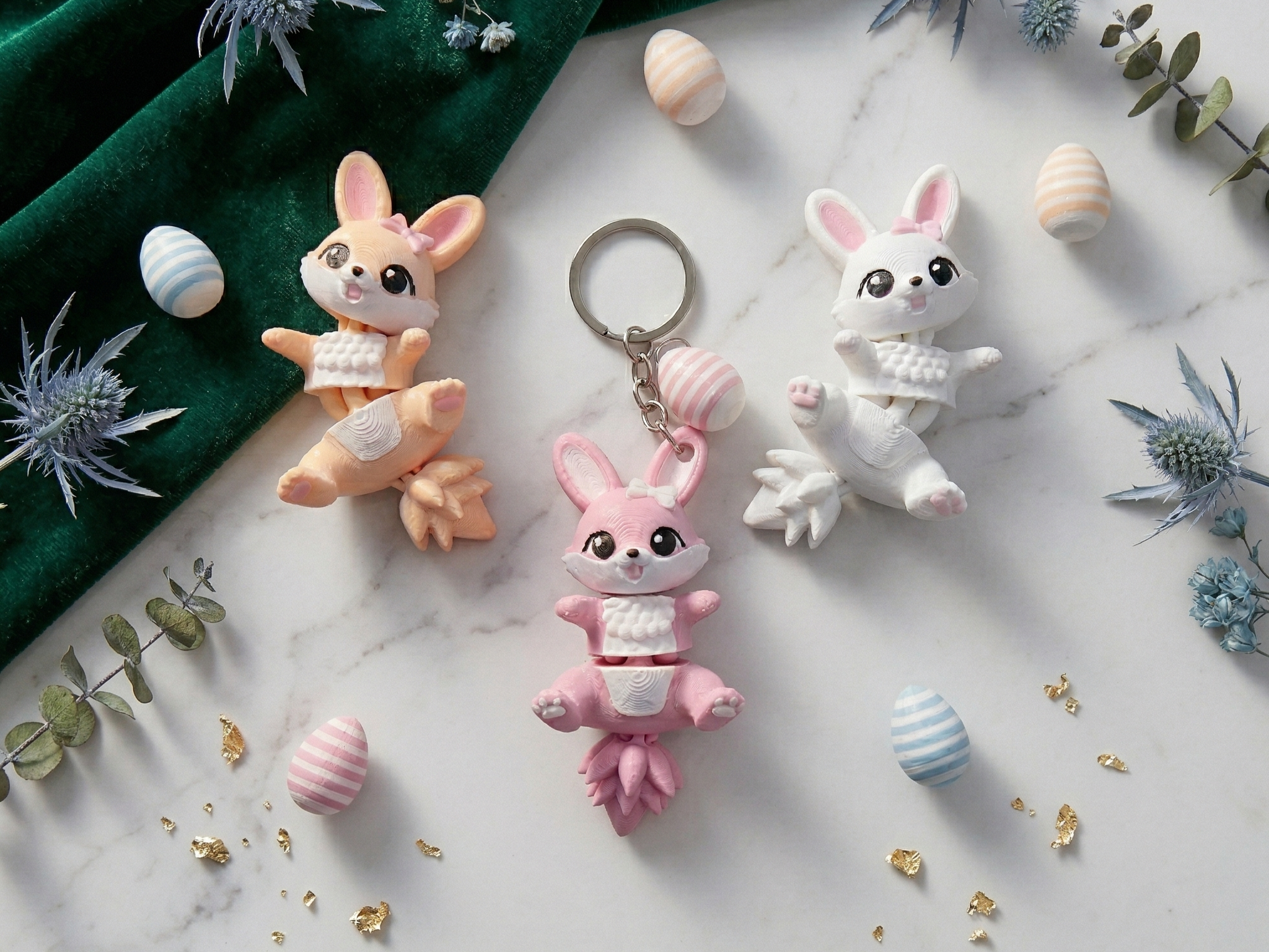 Fluffy Mascots™ Easter Bunny Keychain | Conejita Articulada de Pascua