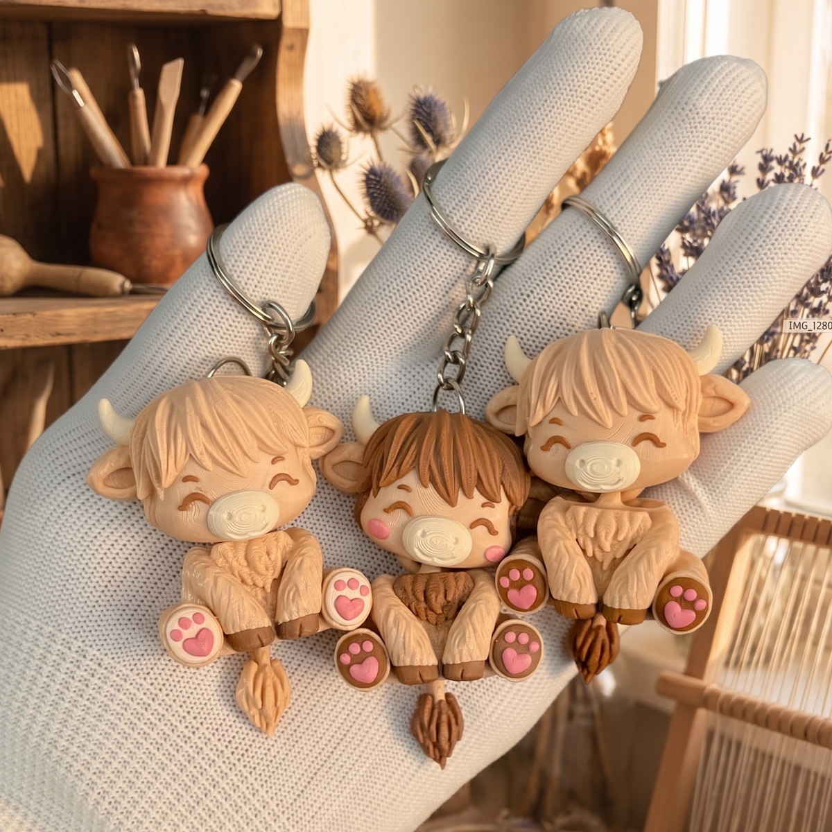 Fluffy Mascots™ Highland Cow Keychain