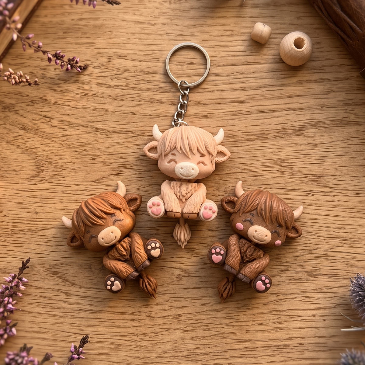 Fluffy Mascots™ Highland Cow Keychain