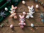 Fluffy Mascots™ Easter Bunny Keychain | Conejita Articulada de Pascua