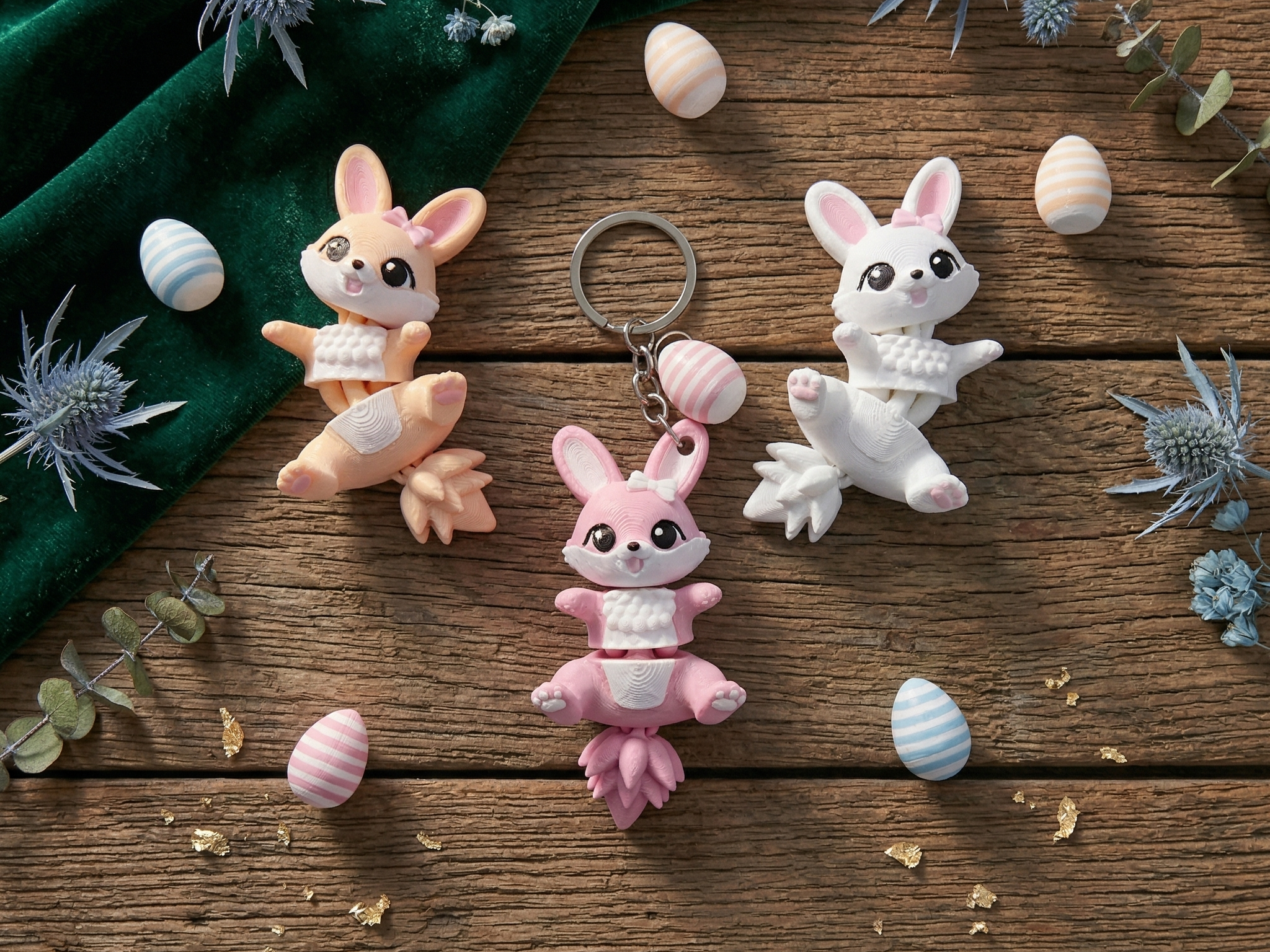 Fluffy Mascots™ Easter Bunny Keychain | Conejita Articulada de Pascua