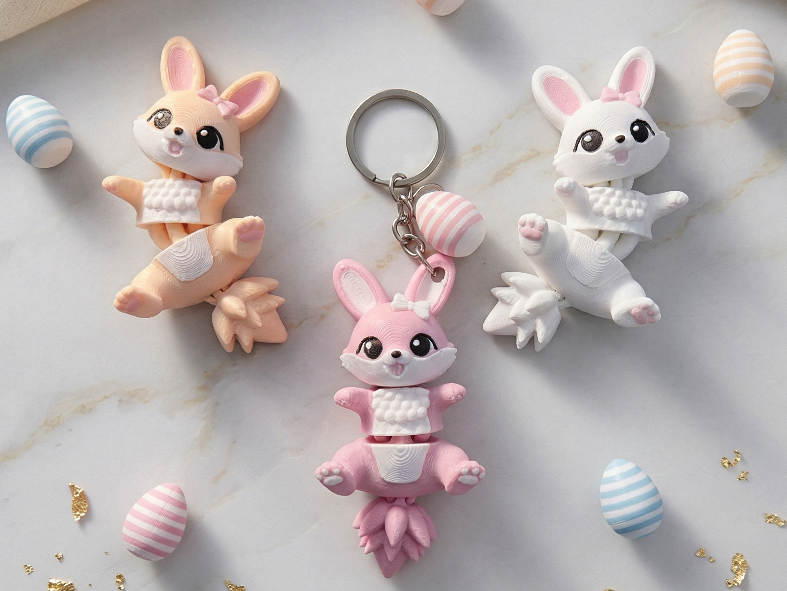 Fluffy Mascots™ Easter Bunny Keychain | Conejita Articulada de Pascua