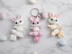 Fluffy Mascots™ Easter Bunny Keychain | Conejita Articulada de Pascua