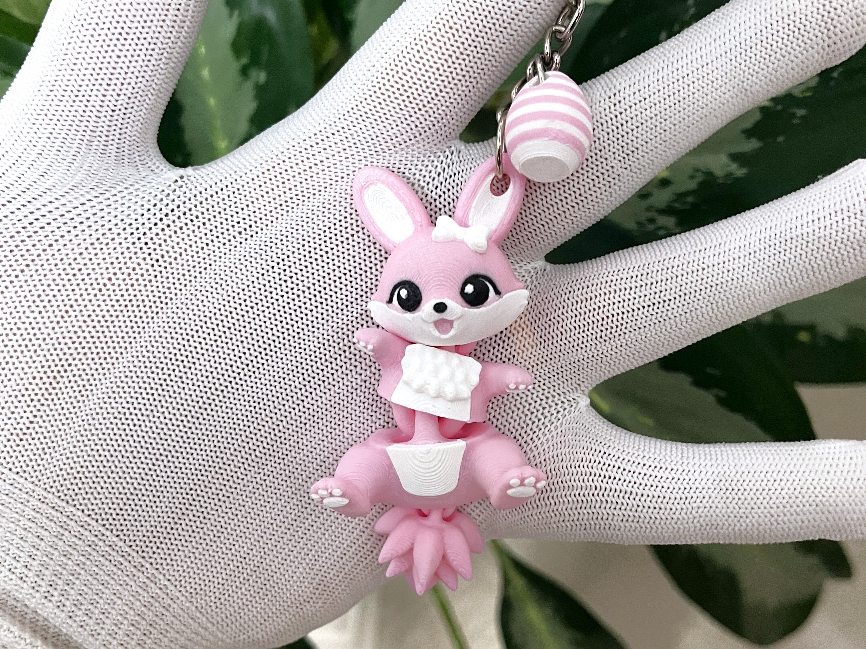 Fluffy Mascots™ Easter Bunny Keychain | Conejita Articulada de Pascua