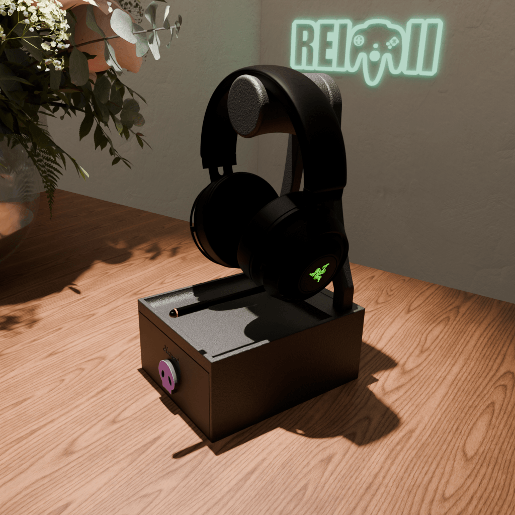 Kuromi headphone stand with drawer by Reimii