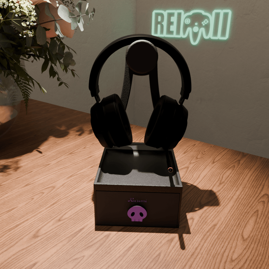 Kuromi headphone stand with drawer by Reimii