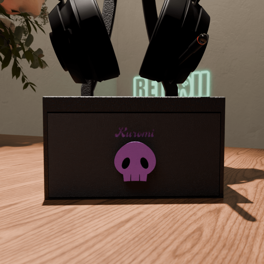 Kuromi headphone stand with drawer by Reimii