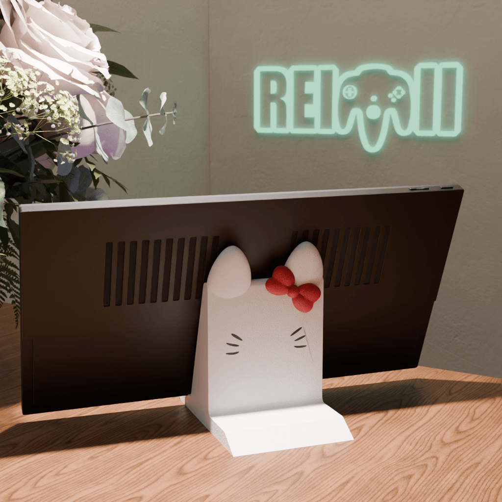 Soporte para móvil inspirado en Hello Kitty impreso en 3D con diseño kawaii minimalista en color blanco