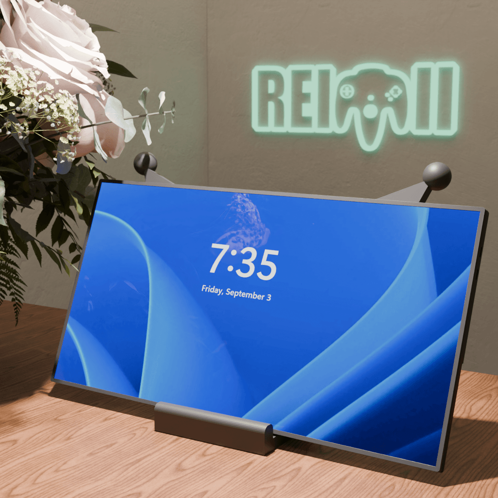 Base para tableta inspirada en Kuromi impresa en 3D con diseño minimalista y acabado negro